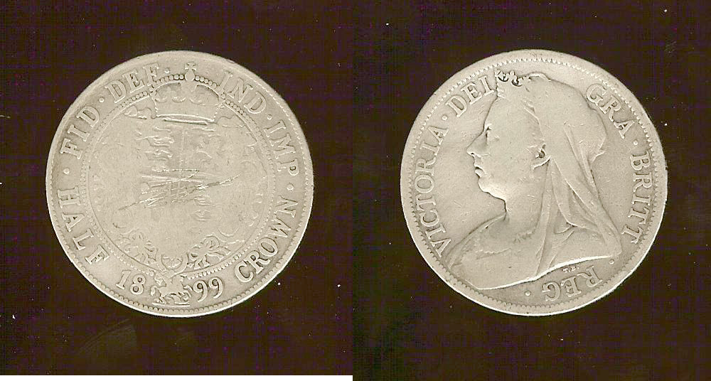 ROYAUME-UNI 1/2 couronne Victoria 1899 TB